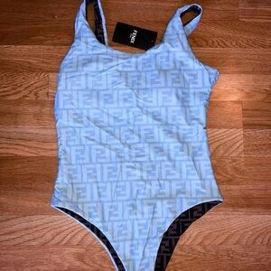 Fendi Sky Blue Monogram One-Piece
